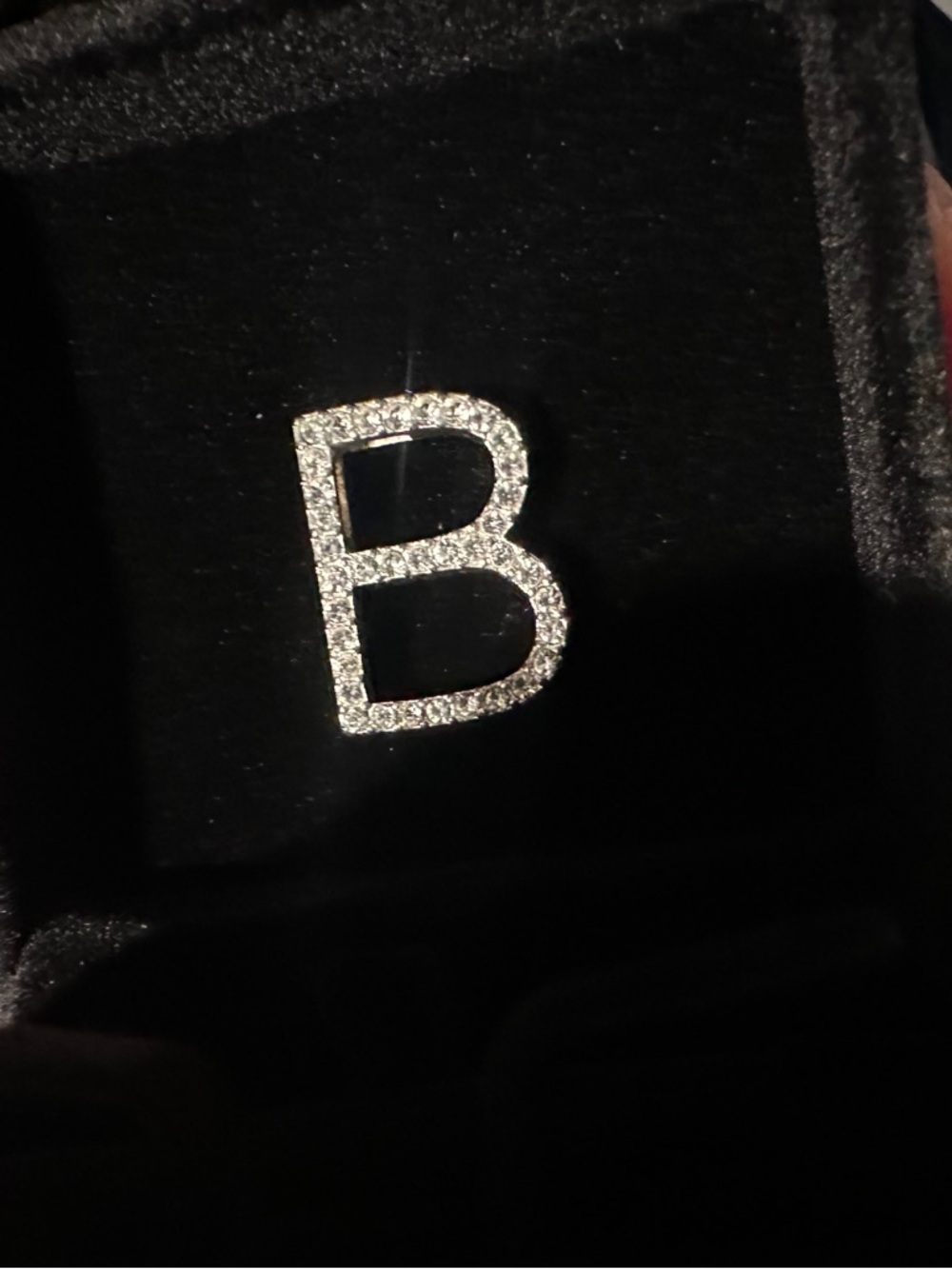 Sears Silver-Tone Crystal 'B' Initial Pendant Necklace